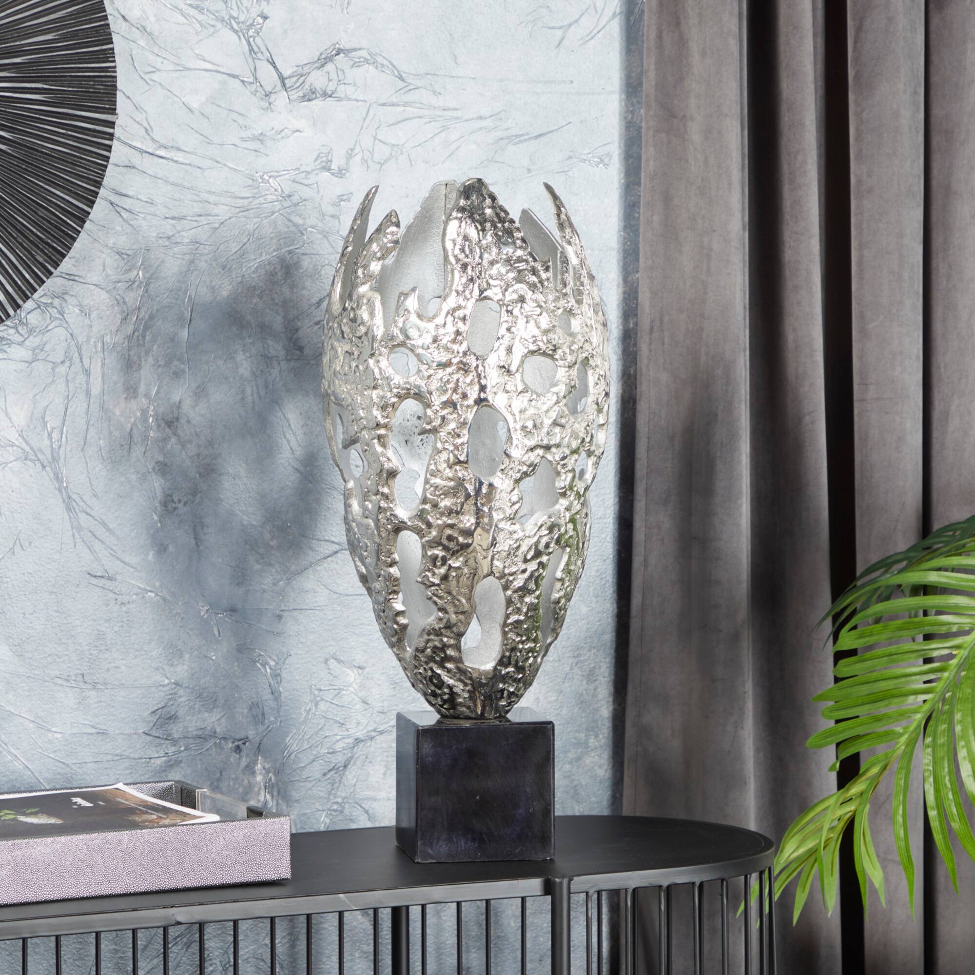 Silver Aluminum Contemporary Sculpture, 23" x 10" x 10"